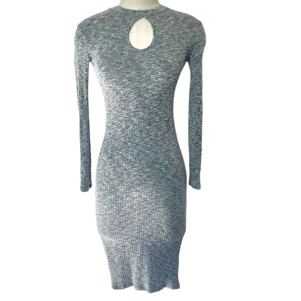One Clothing Los Angeles grey marbled keyhole long sleeve dress